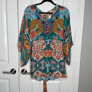 NEW FP to Love Floral Lotus Bohemian Gypsy kimono sleeve Romper size Small